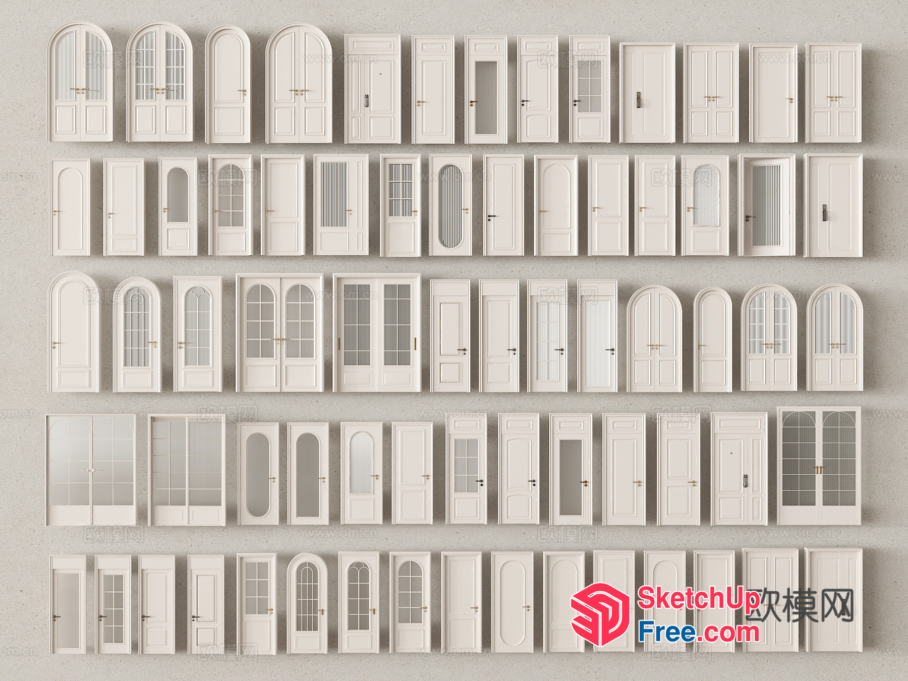 White Doors With Various Styles And Shapes 3D SketchUp File