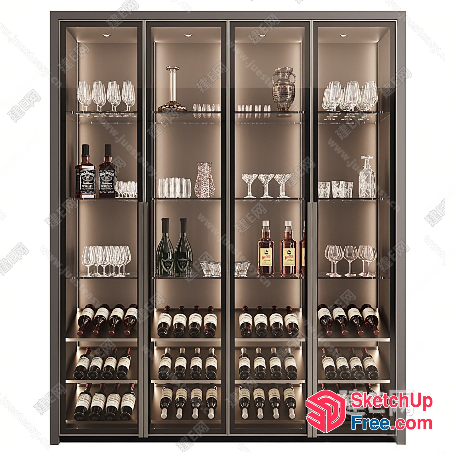 Modern Wine Storage And Display Cabinet 3D SketchUp File