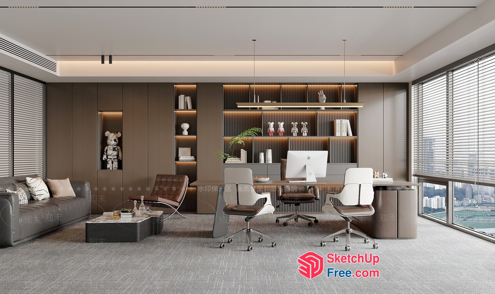 Modern Office Space With Sleek Furniture And Natural Light 3D SketchUp File