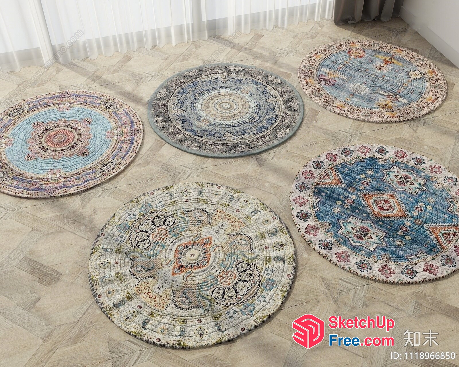 Elegant Round Rugs In Vintage Style 3D SketchUp File
