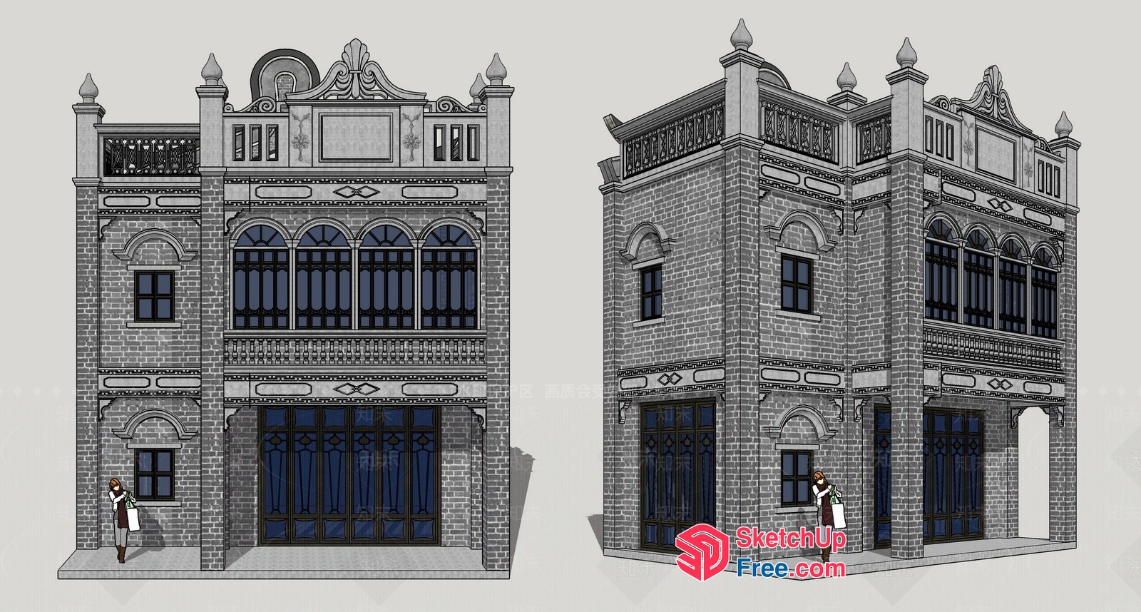 Ornate Brick Building With Intricate Carvings 3D SketchUp File