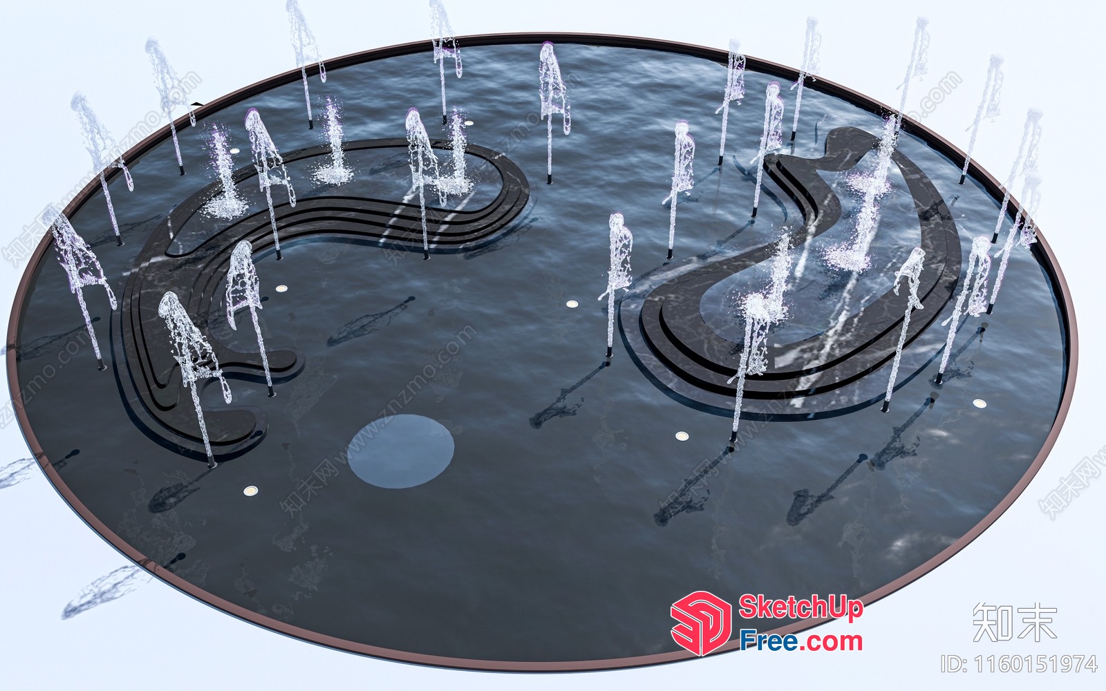 Elegant Water Fountain With Intricate Black Designs 3D SketchUp File