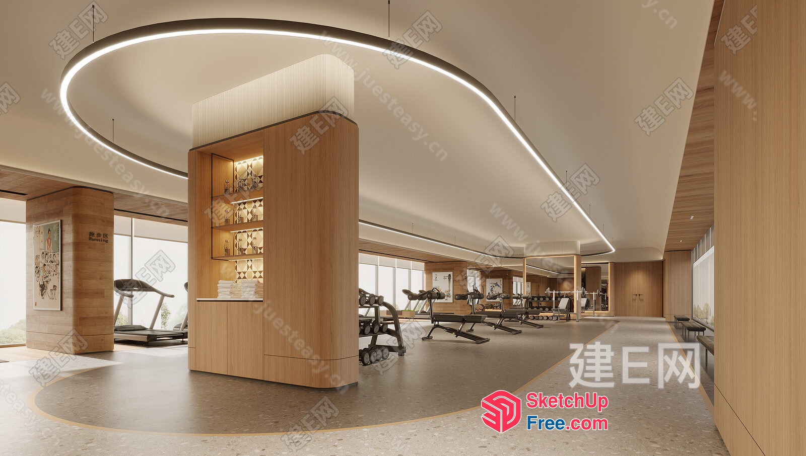 Elegant And Modern Gym Interior Design 3D SketchUp File