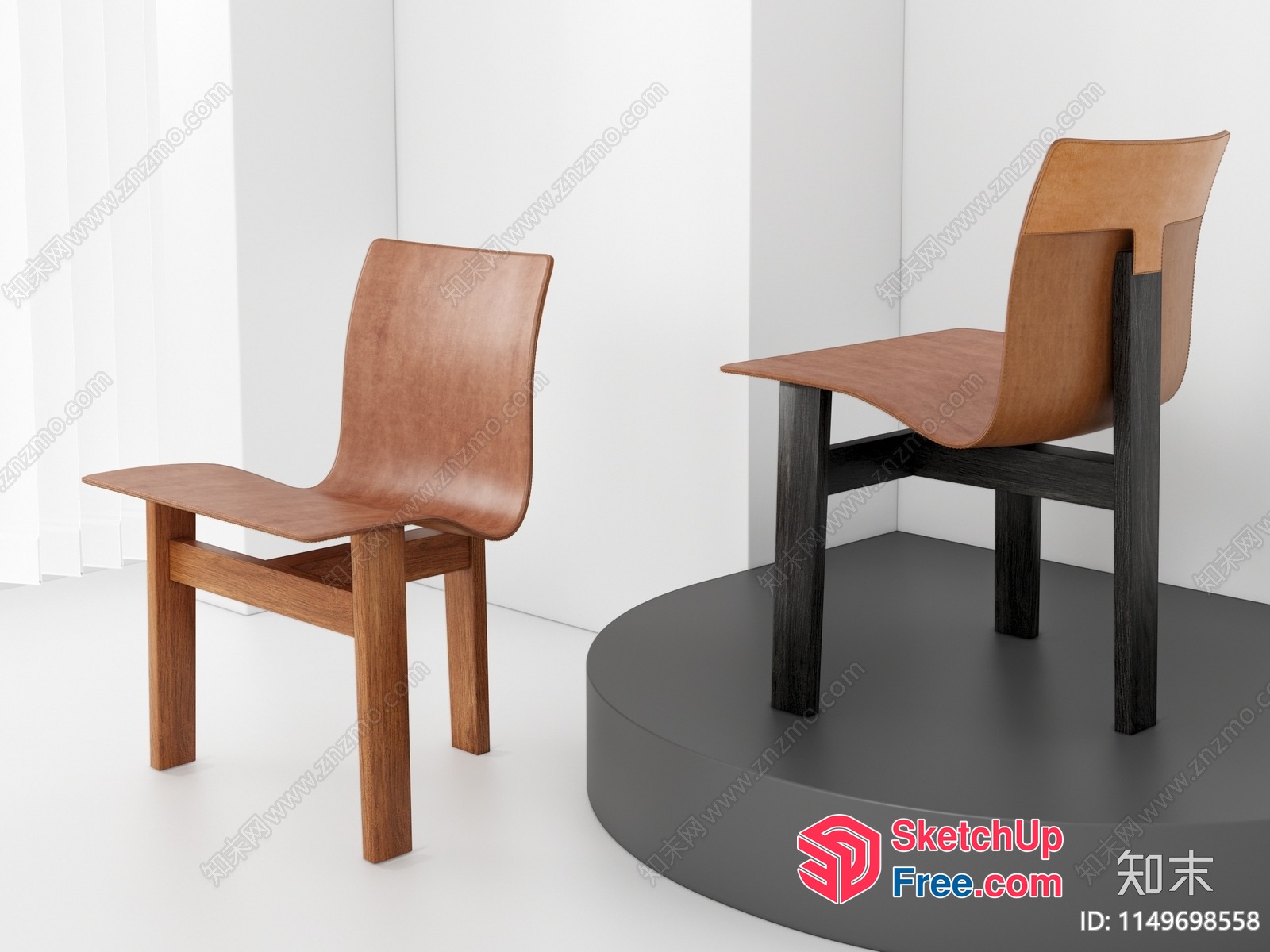 Minimalist Wooden Chairs In Modern Interior Space 3D SketchUp File