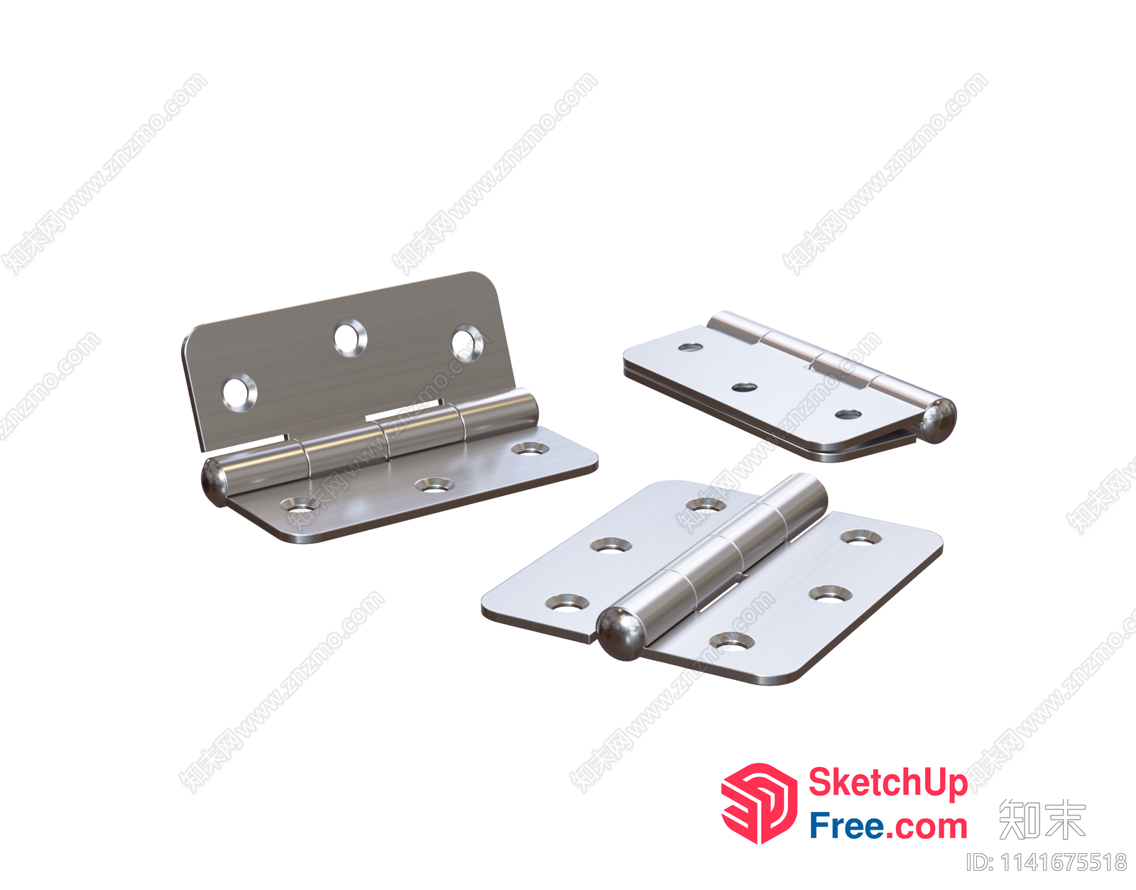 Three Metal Hinges In Different Angles 3D SketchUp File