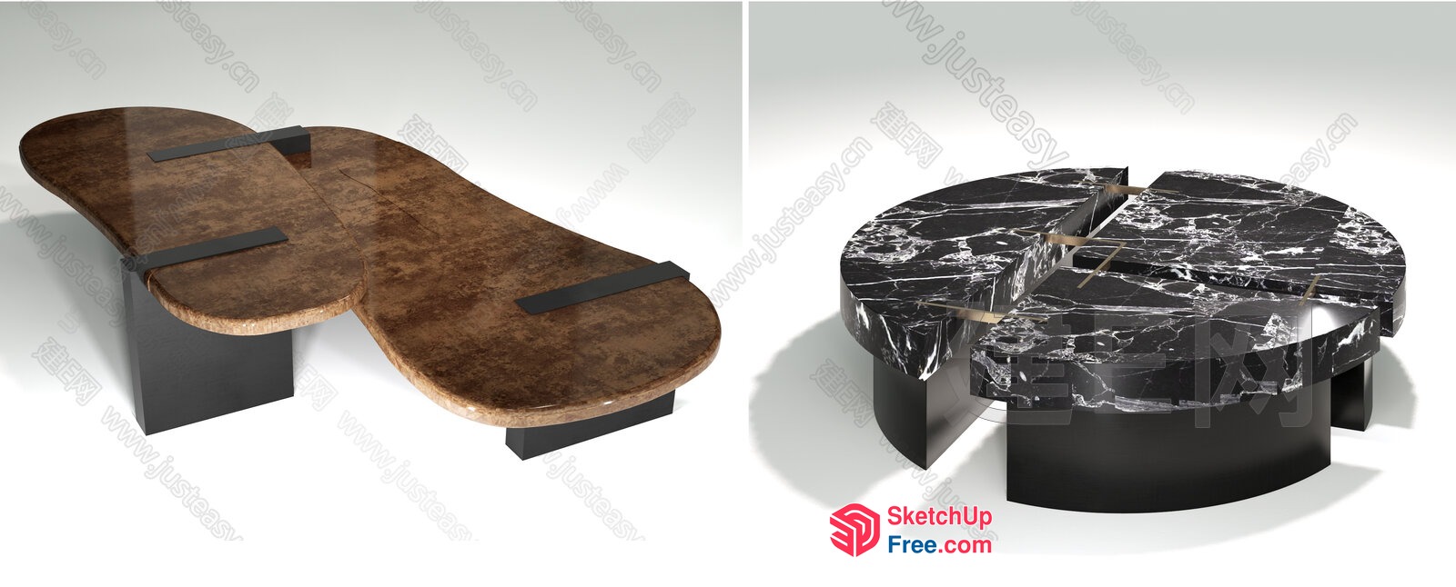 Elegant Modern Furniture Set With Marble And Wood Accents 3D SketchUp File