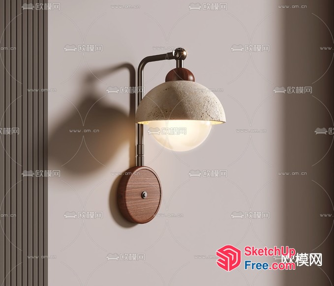 Elegant Lighting Fixture With Wooden Accents 3D SketchUp File