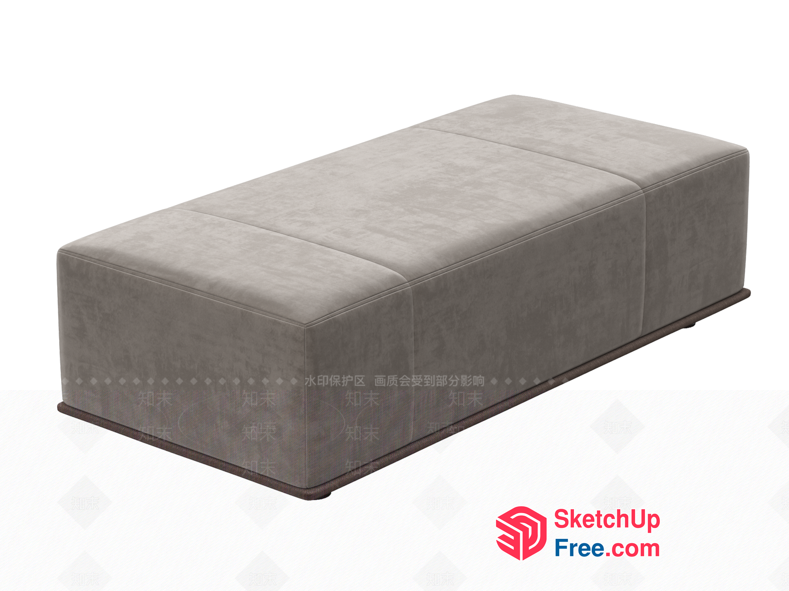 Modern Grey Sofa With Brown Base 3D SketchUp File