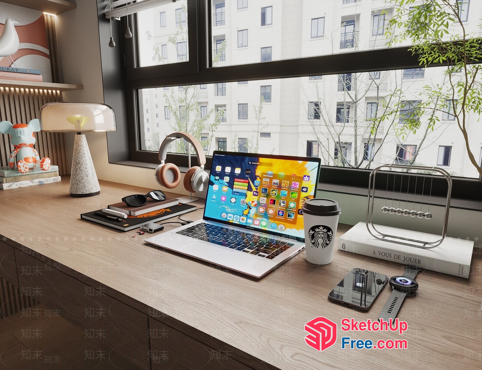 Modern Minimalist Office Space With Natural Light 3D SketchUp File