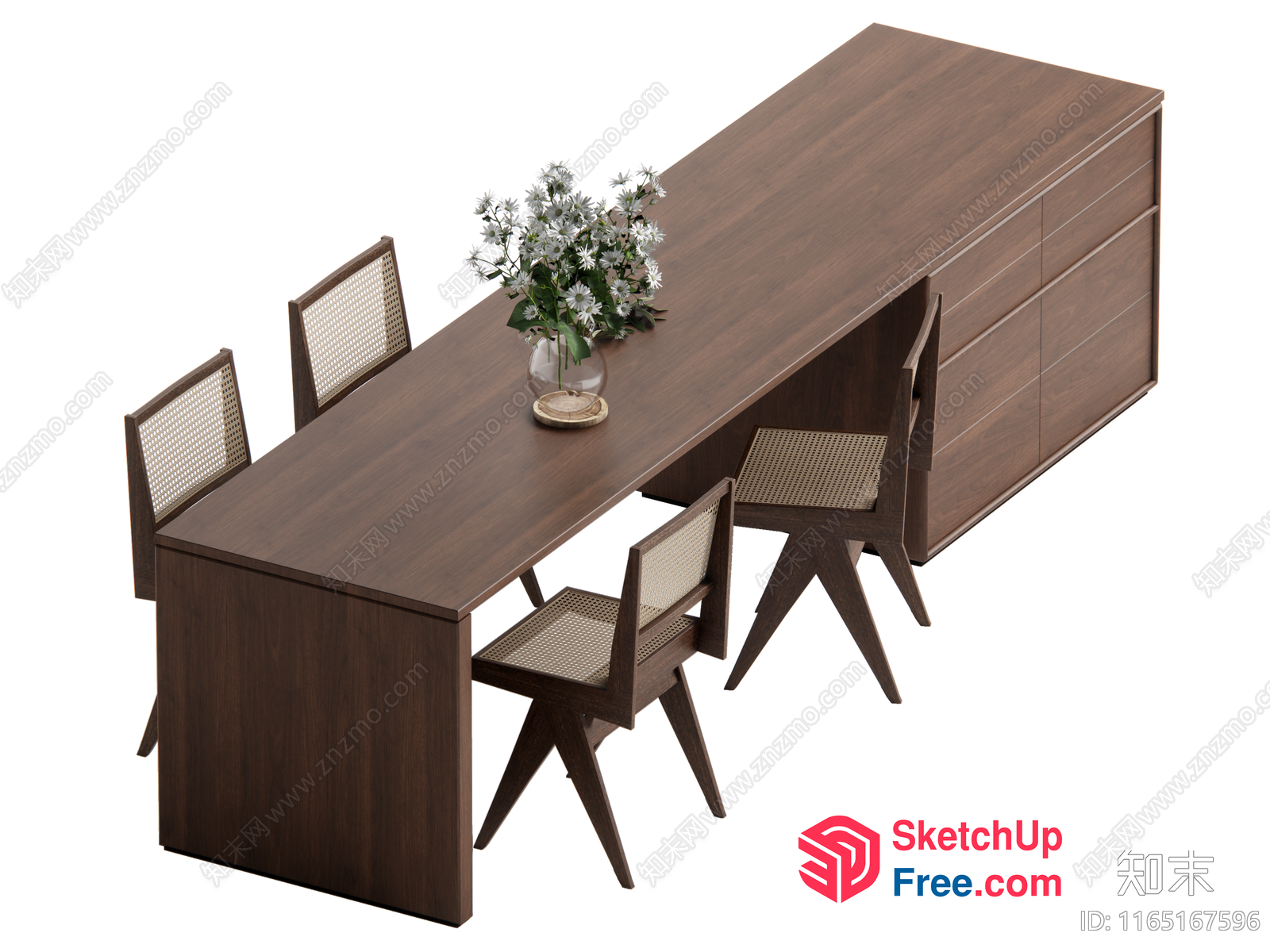 Mid-Century Modern Dining Room Set 3D SketchUp File