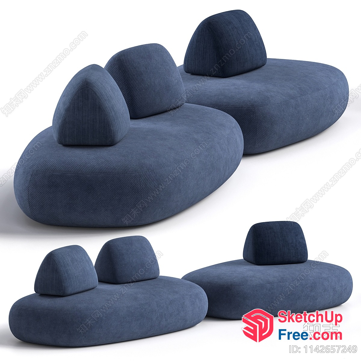 Minimalist Blue Modern Furniture Set 3D SketchUp File