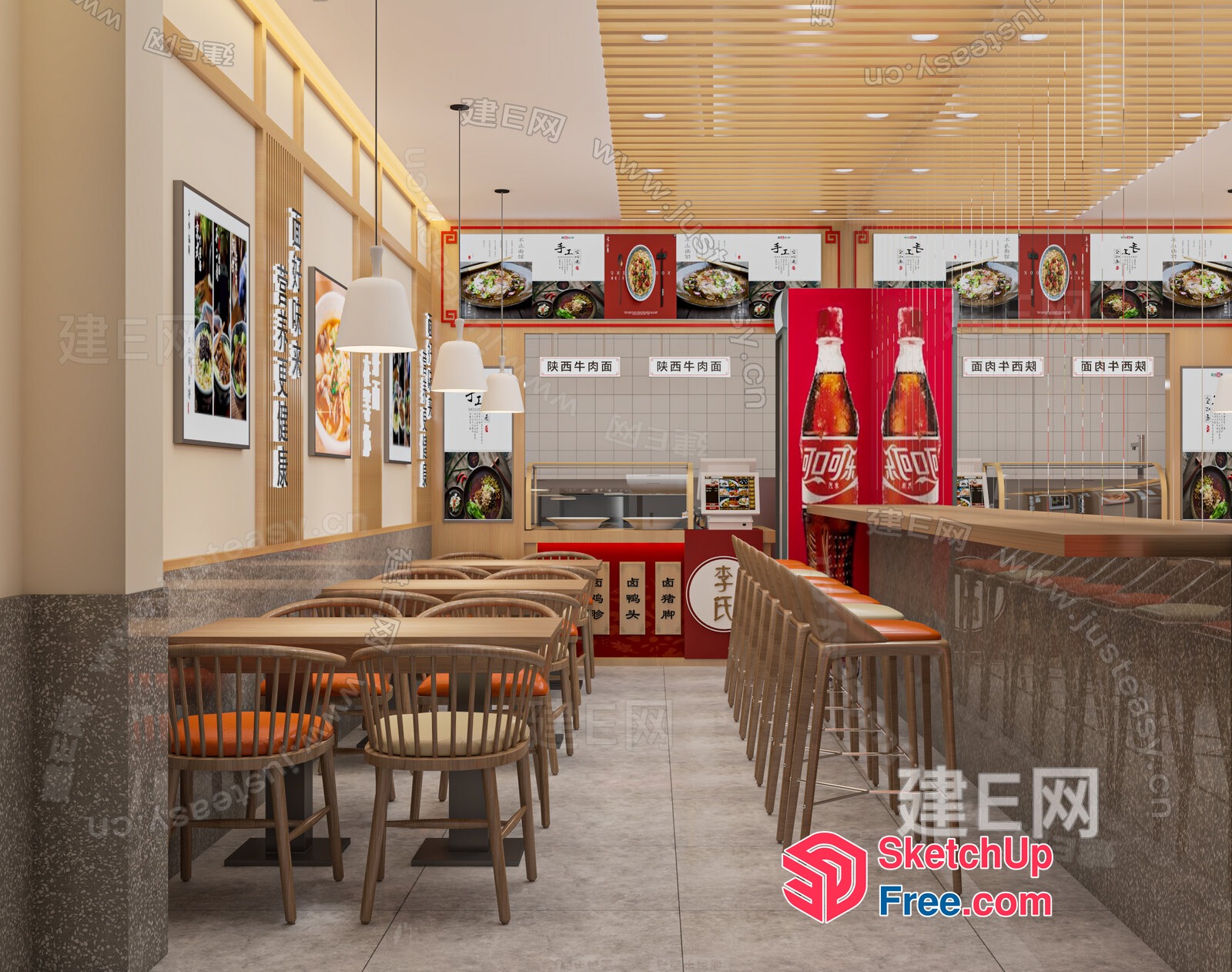 Modern Asian Restaurant Interior 3D SketchUp File