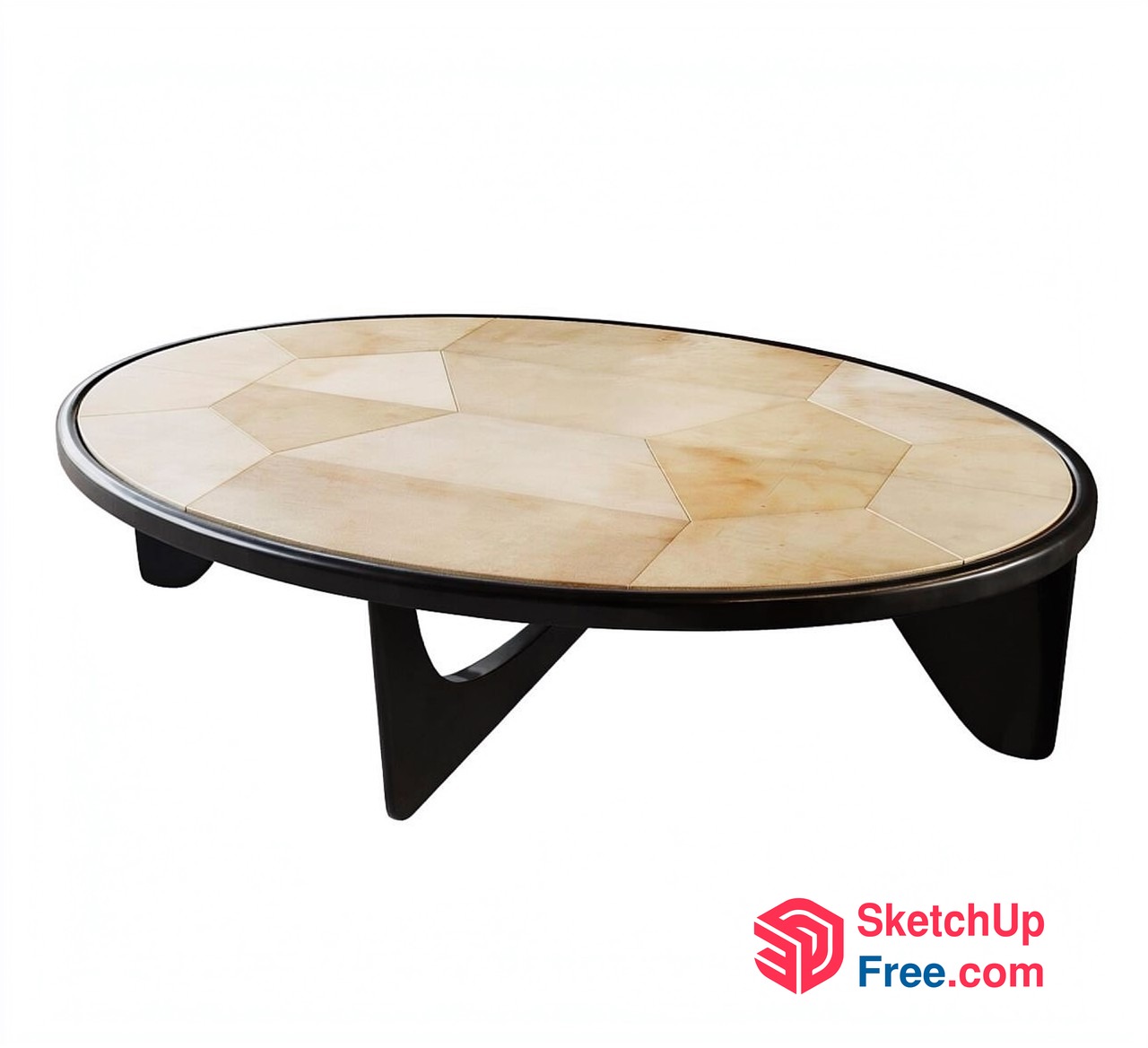 Oval Coffee Table With Creamy Tile Top 3D SketchUp File