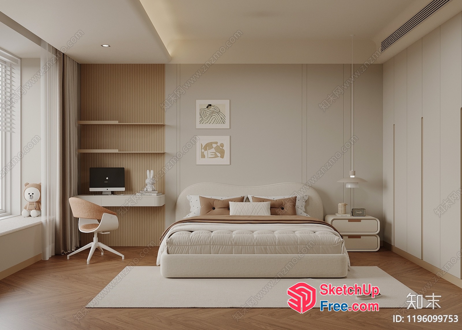 Minimalist European Style Bedroom Interior 3D SketchUp File
