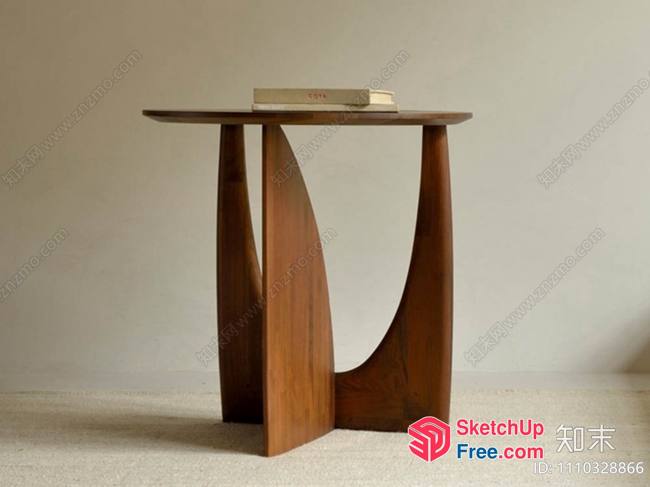 Elegant Wooden Side Table With Bookshelf 3D SketchUp File
