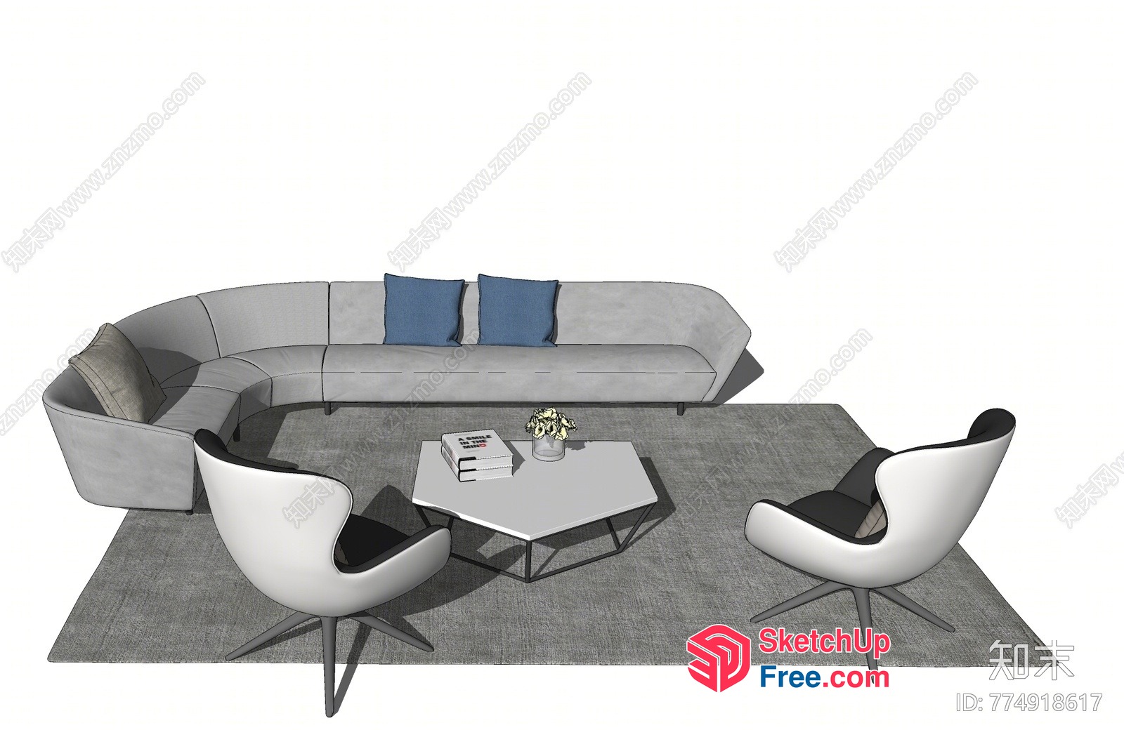 Minimalist Living Room With Modern Furniture And Decor 3D SketchUp File