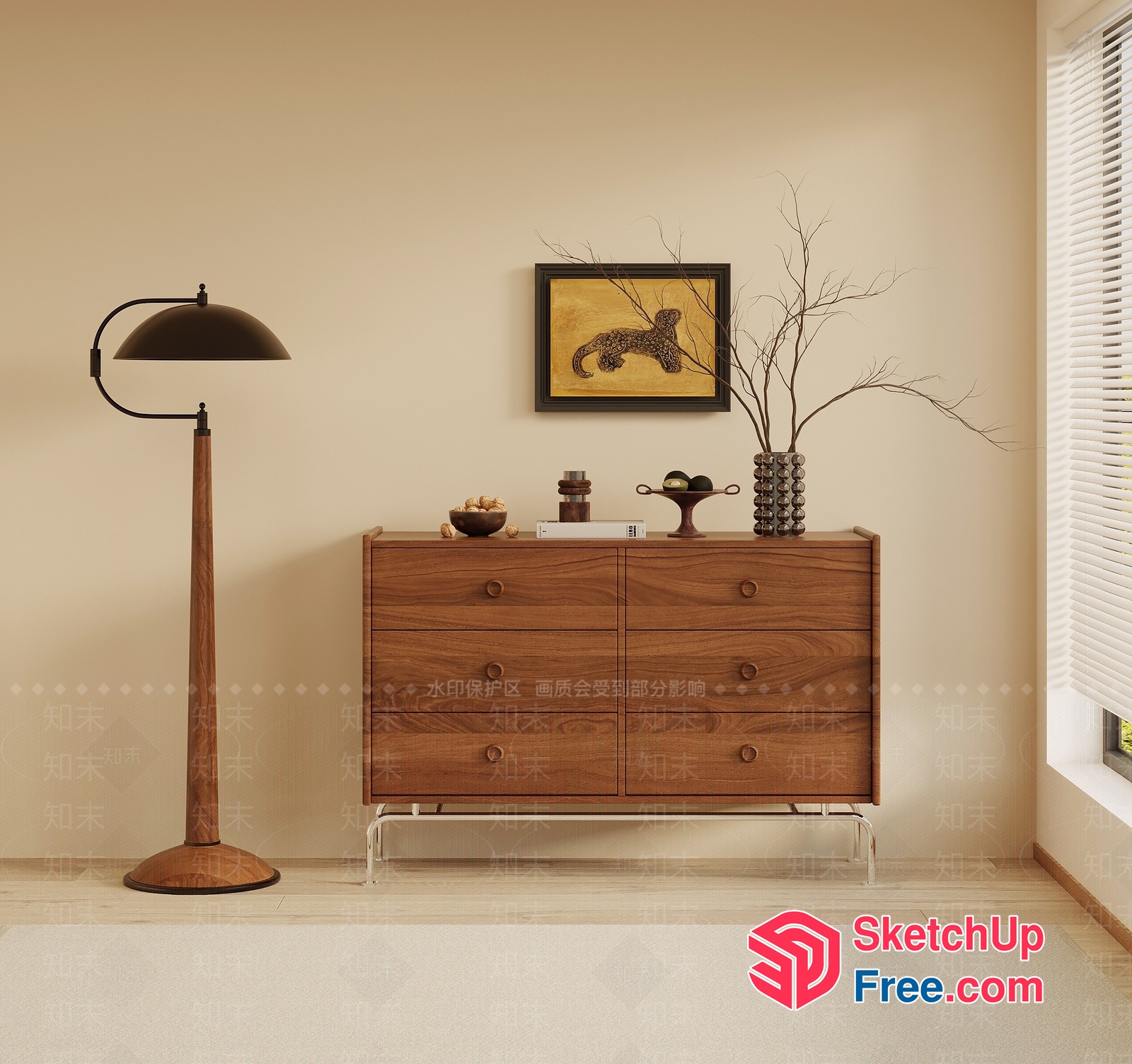 Modern Minimalist Wood Furniture And Decor 3D SketchUp File