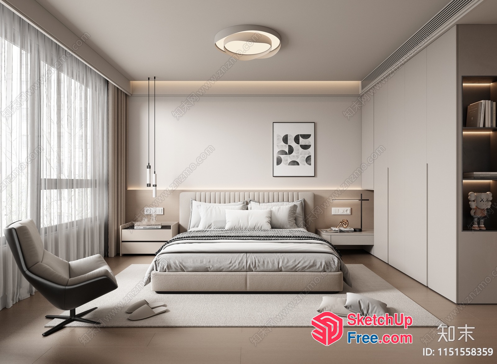 Modern Minimalist Bedroom Design 3D SketchUp File