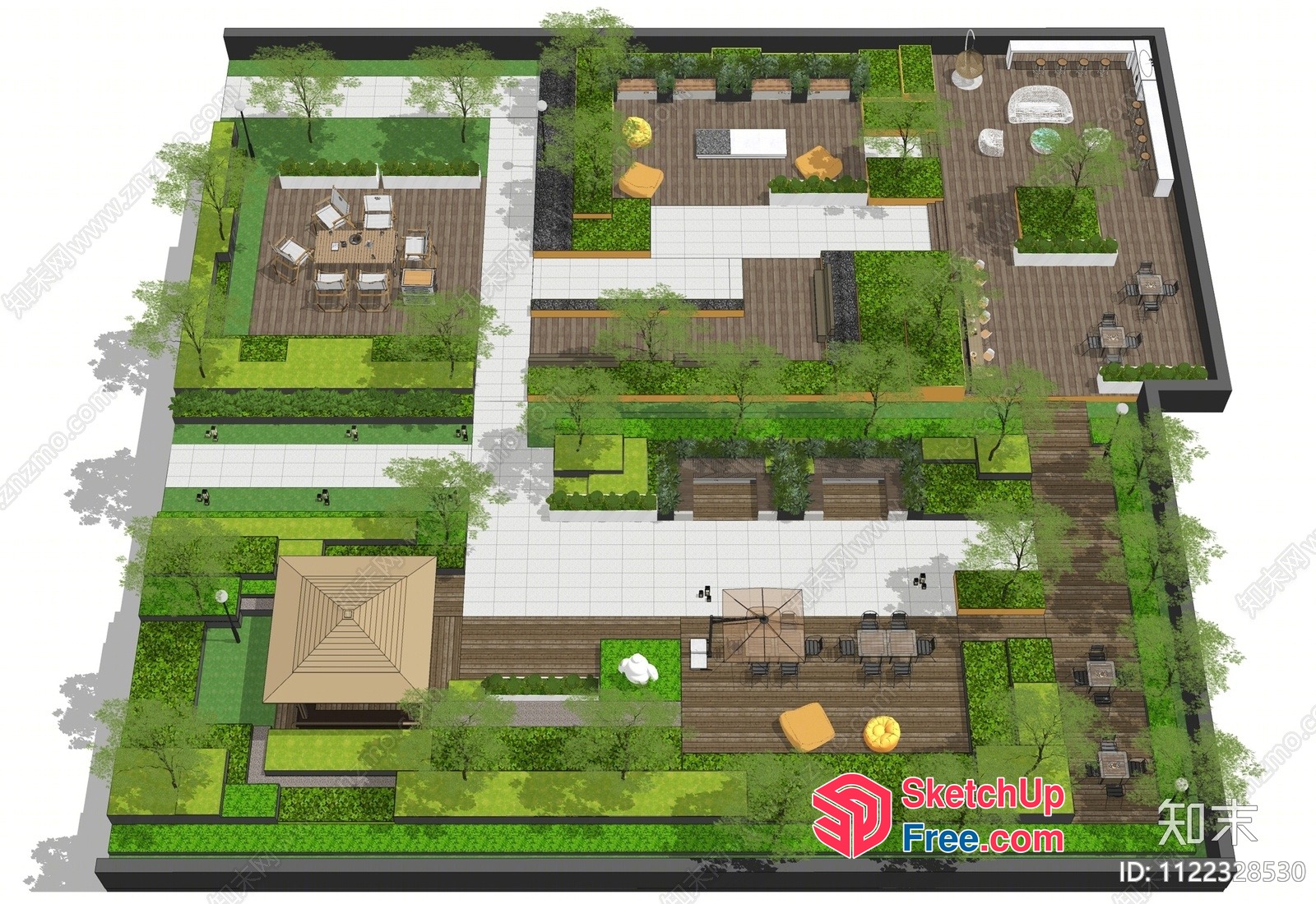 Aerial View Of A Serene And Organized Outdoor Space 3D SketchUp File