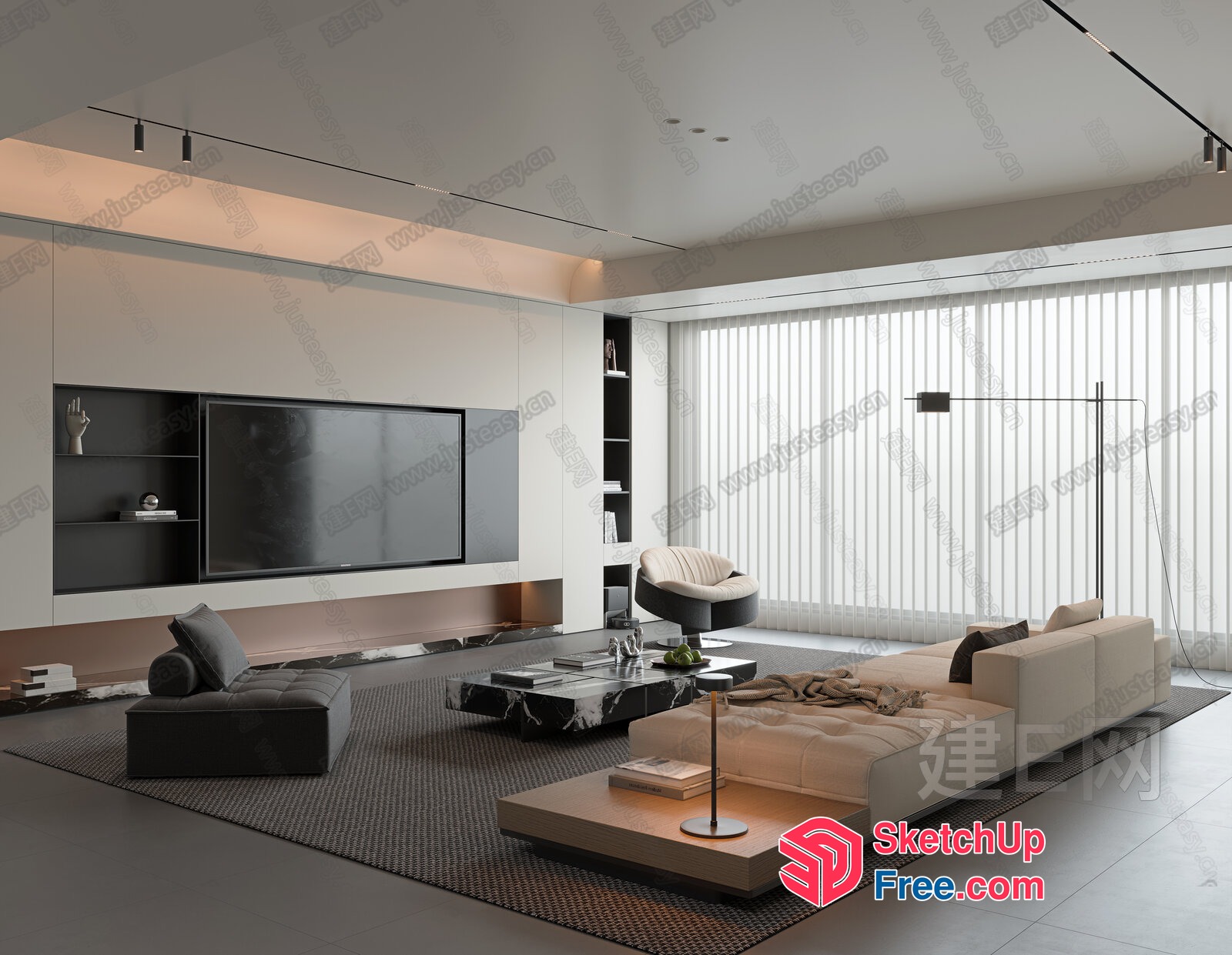 Modern Minimalist Living Room With Sleek Furniture 3D SketchUp File