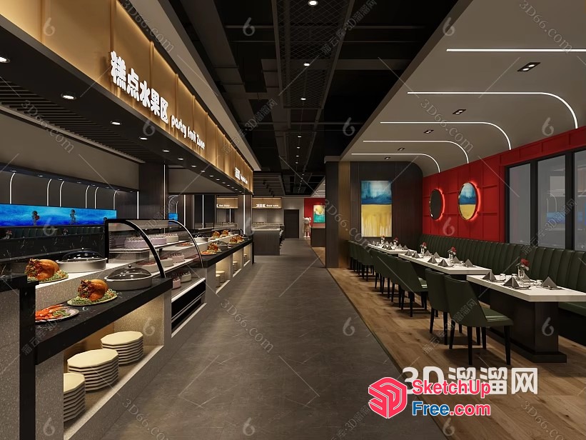 Modern Restaurant Interior 3D SketchUp File