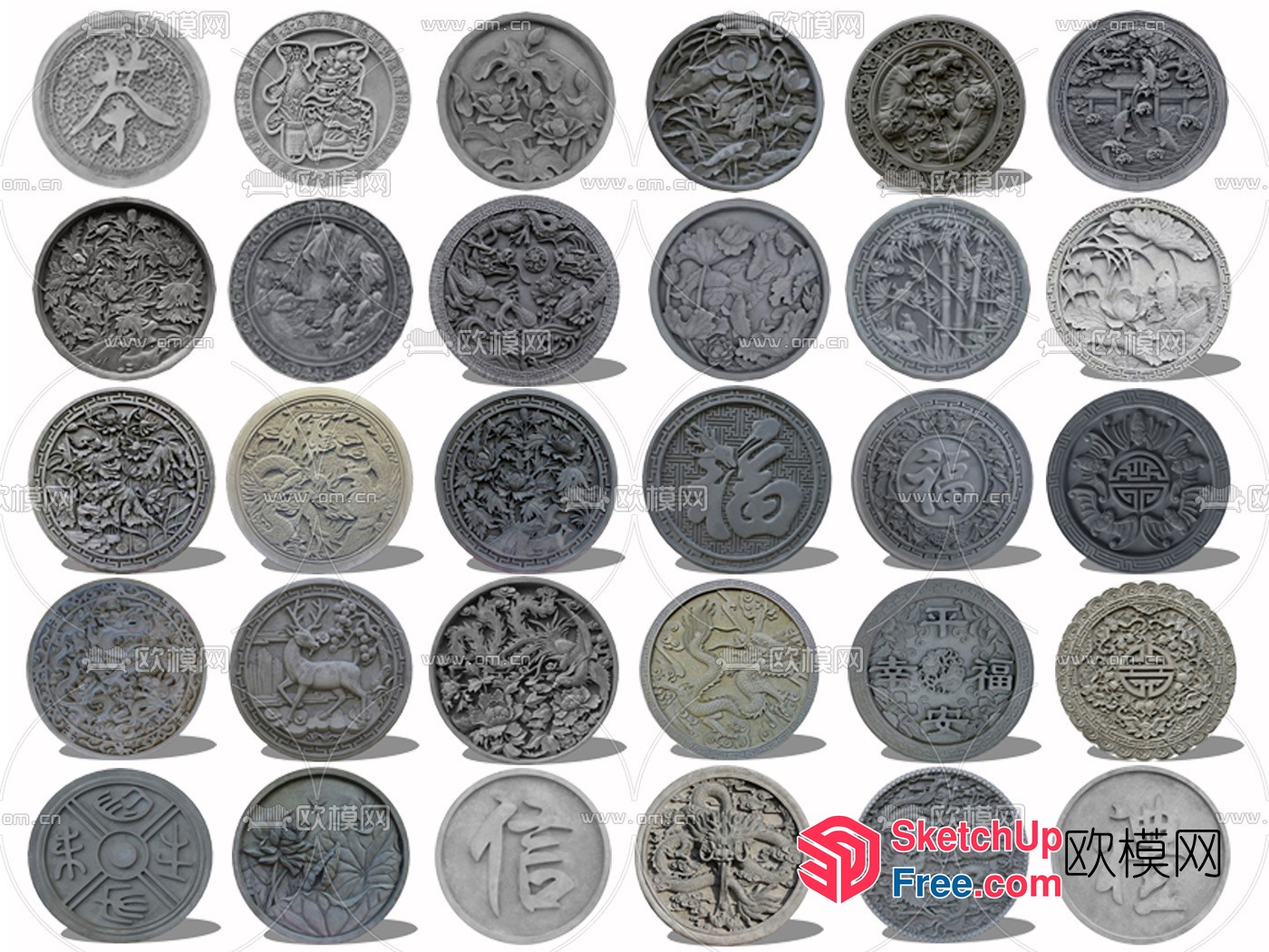 Asian-Inspired Decorative Coins 3D SketchUp File