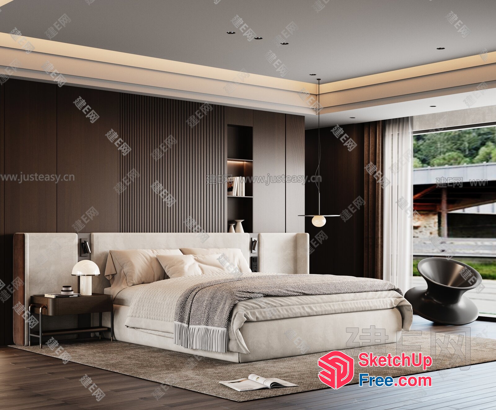 Modern Minimalist Bedroom Interior 3D SketchUp File
