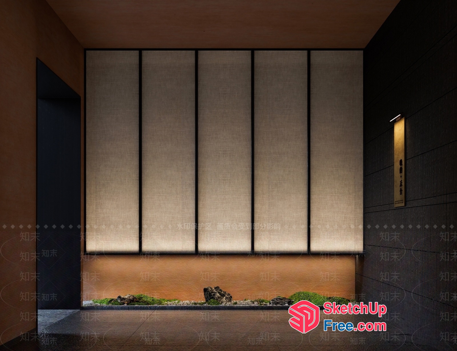 Elegant Japanese Style Partition Screen 3D SketchUp File
