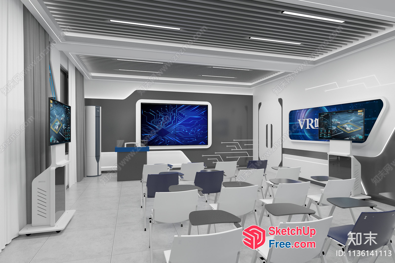 Modern Classroom Interior With Virtual Reality Technology 3D SketchUp File