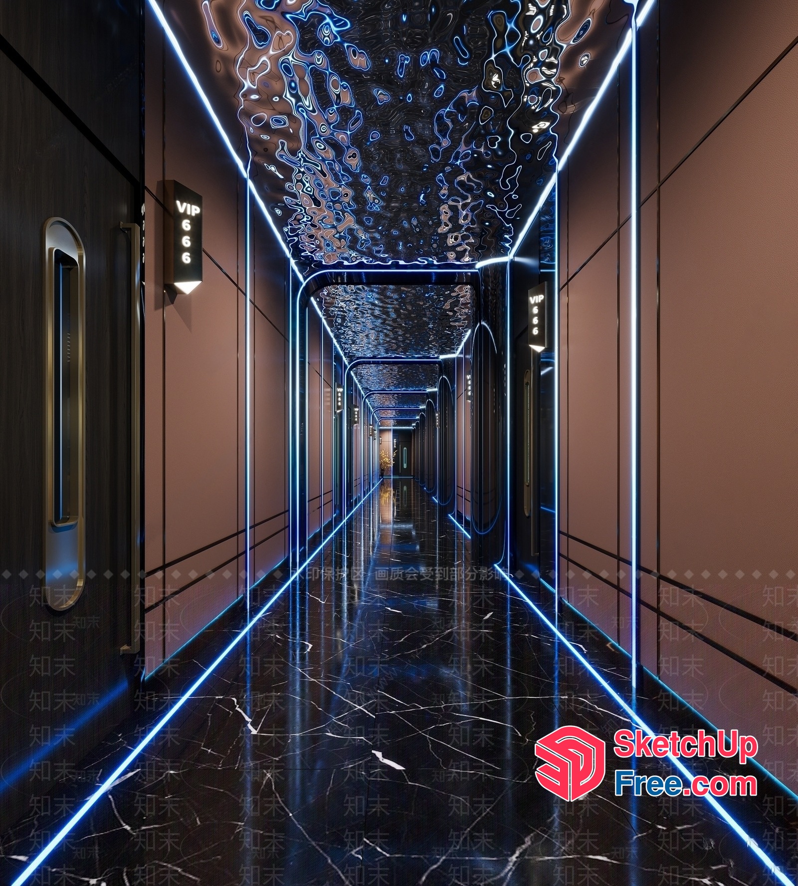Modern Luxury Vip Hallway 3D SketchUp File