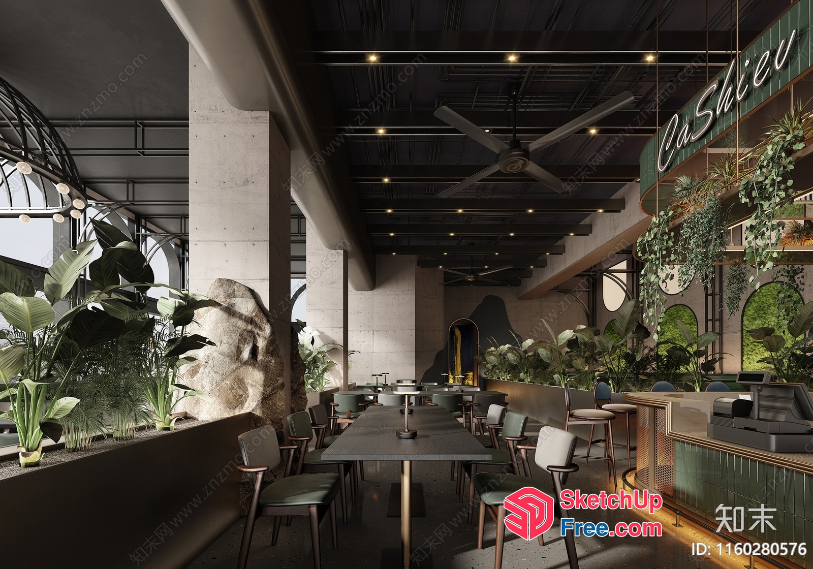 Modern Industrial Style Restaurant Interior 3D SketchUp File