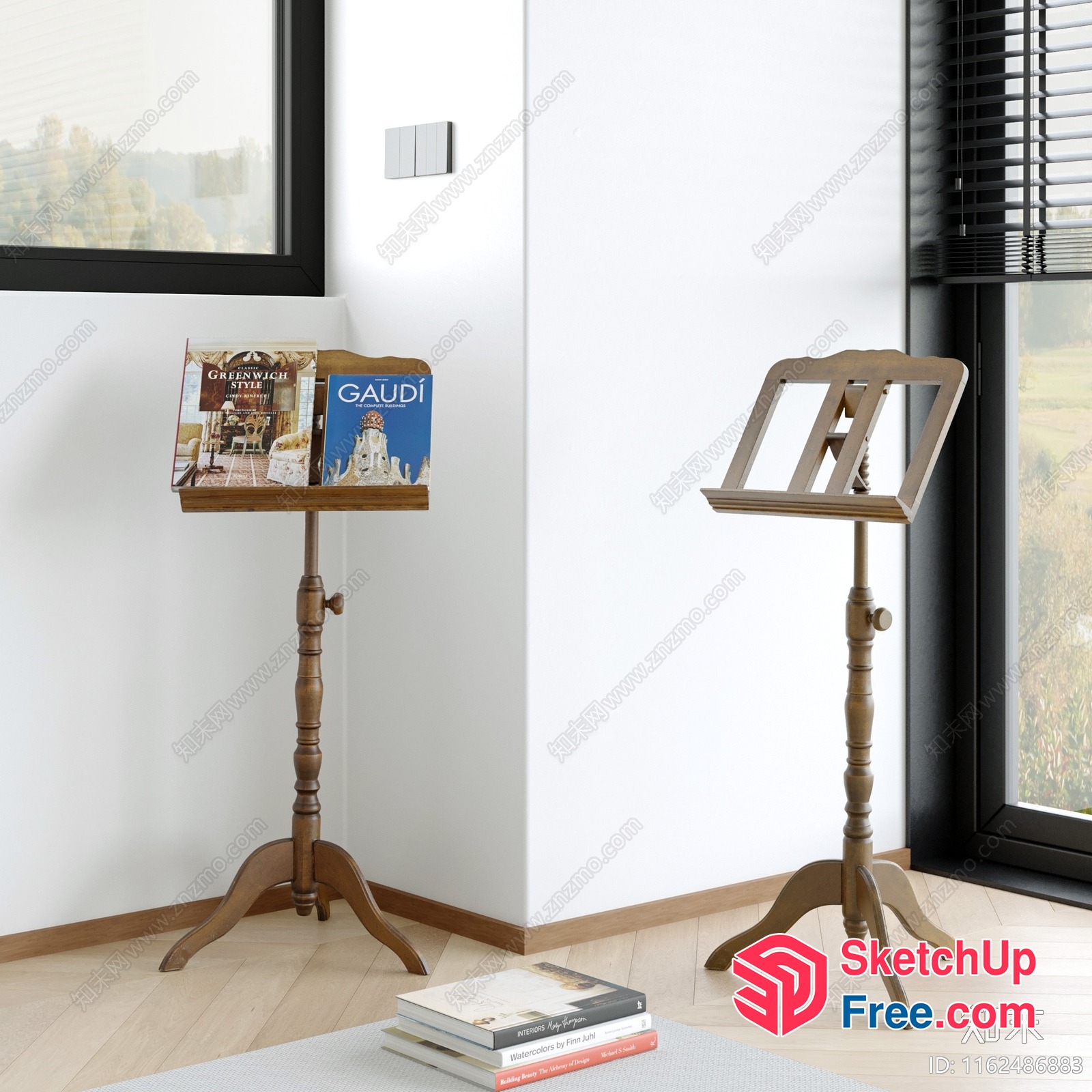 Wooden Magazine Stands In A Modern Home 3D SketchUp File