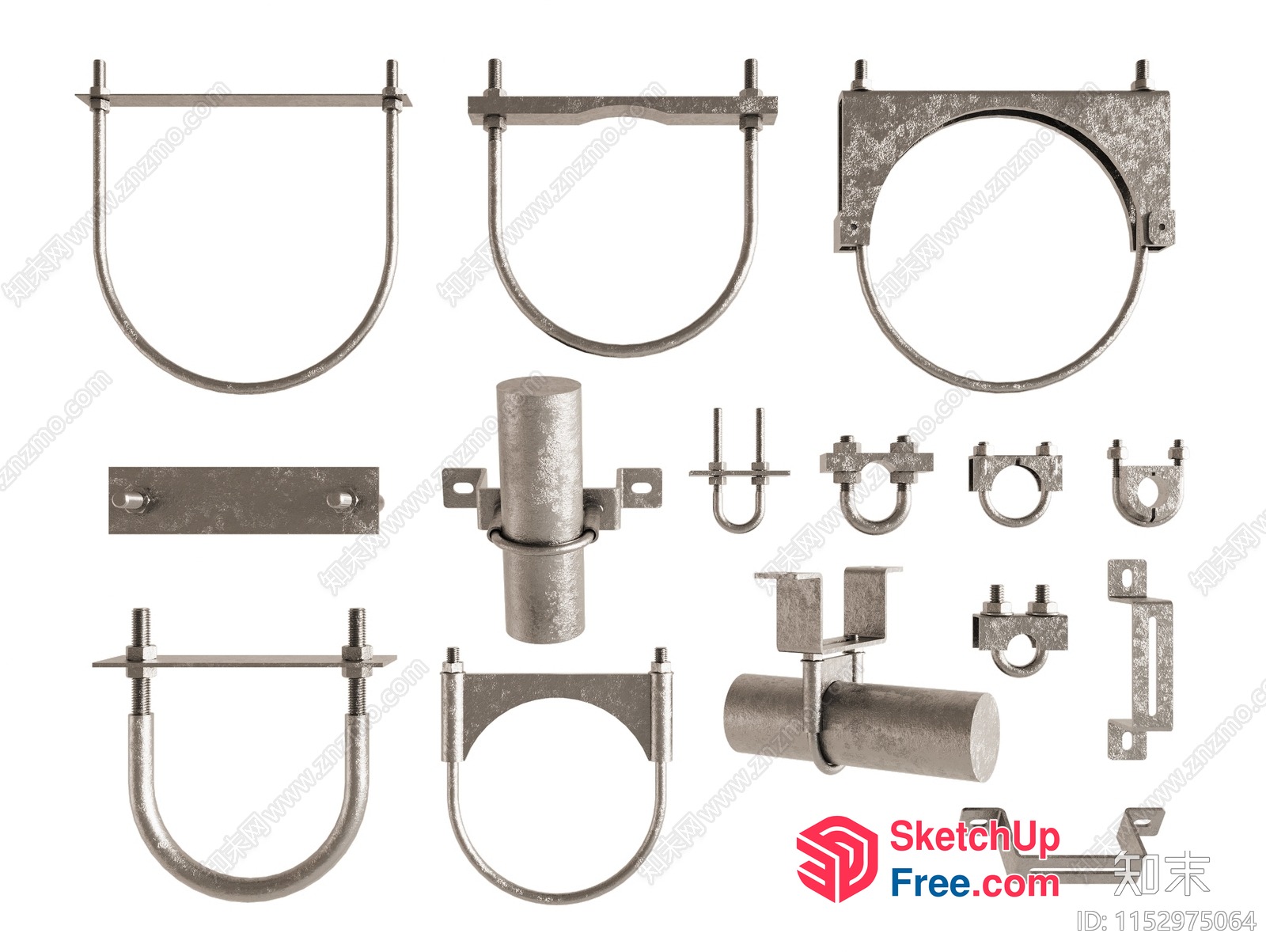 Various Metal Hardware Pieces 3D SketchUp File