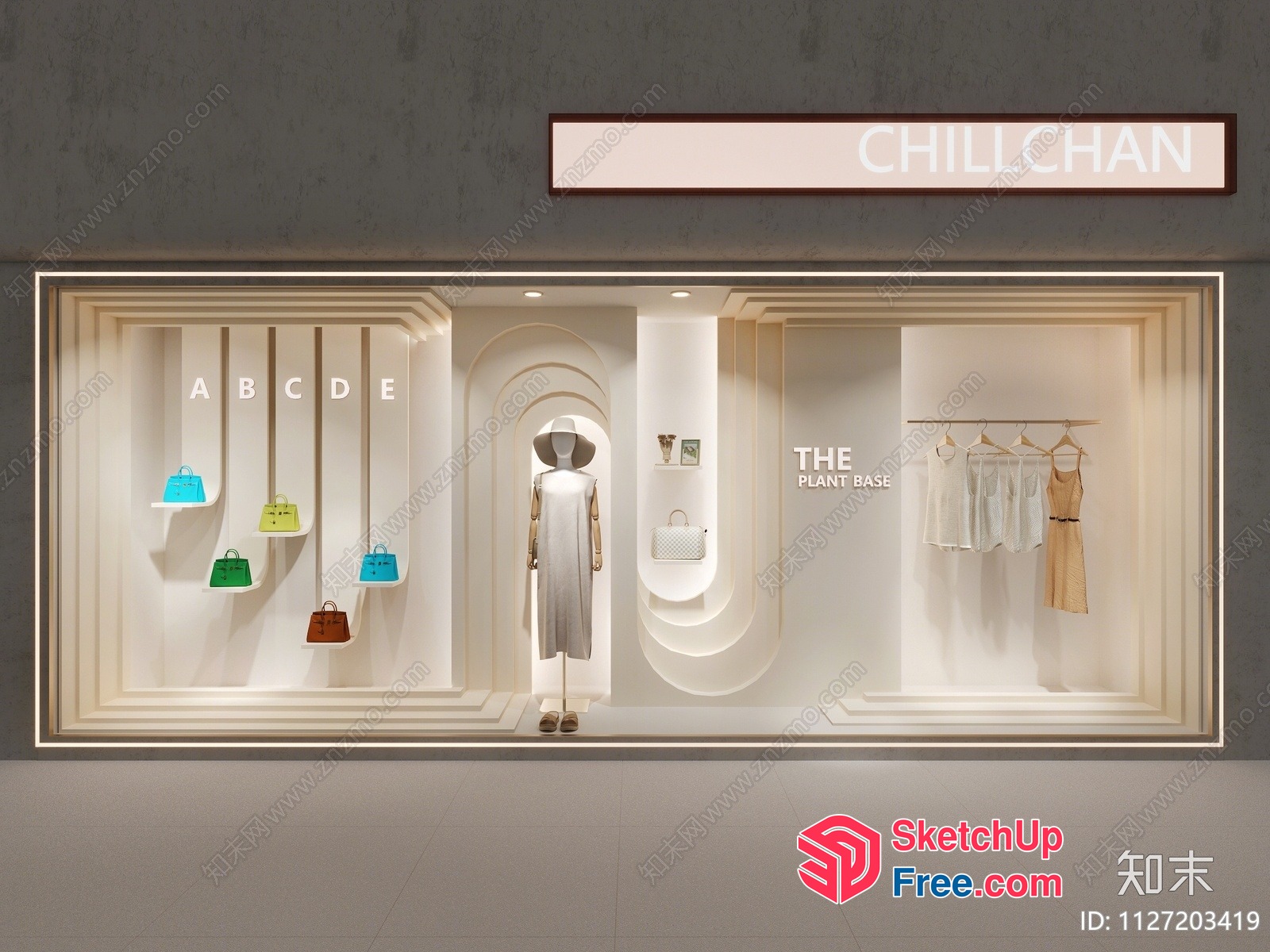 Fashionable Retail Space With Stylish Window Display 3D SketchUp File