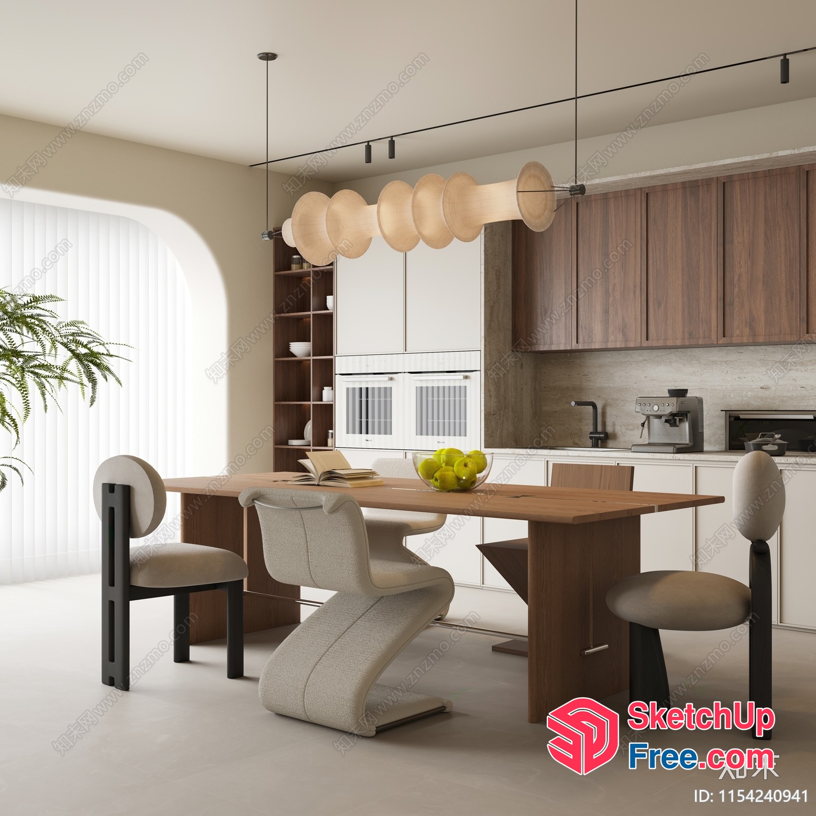 Modern Minimalist Interior With Dining Table And Chairs 3D SketchUp File