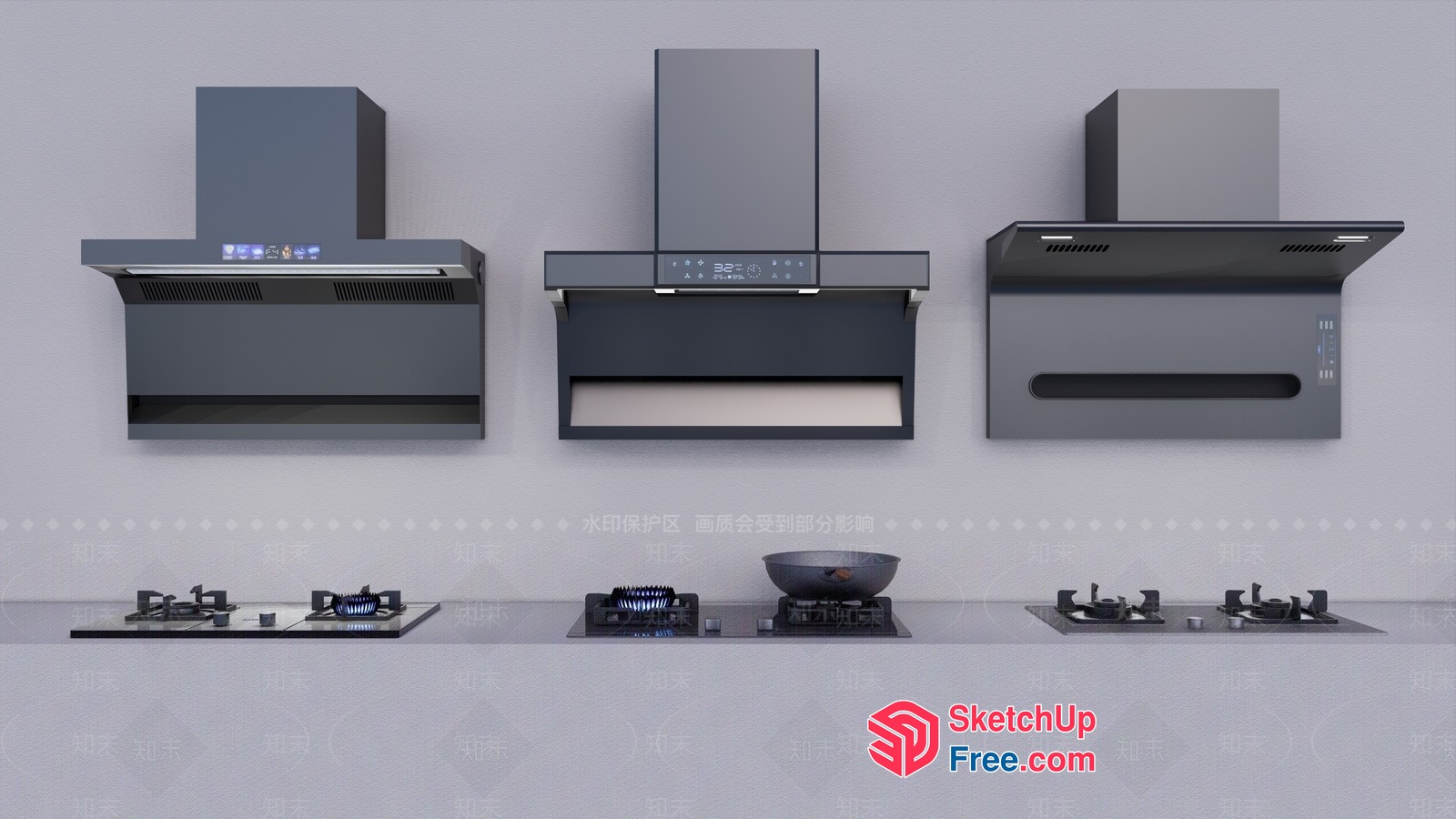 Modern Kitchen Range Hood Display 3D SketchUp File