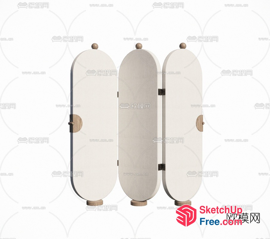 Elegant Partition Screen With Wooden Accents 3D SketchUp File