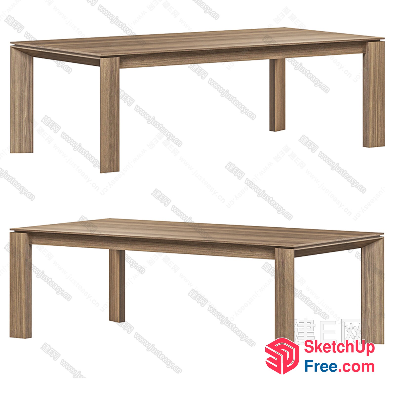 Two Rectangular Wooden Tables 3D SketchUp File