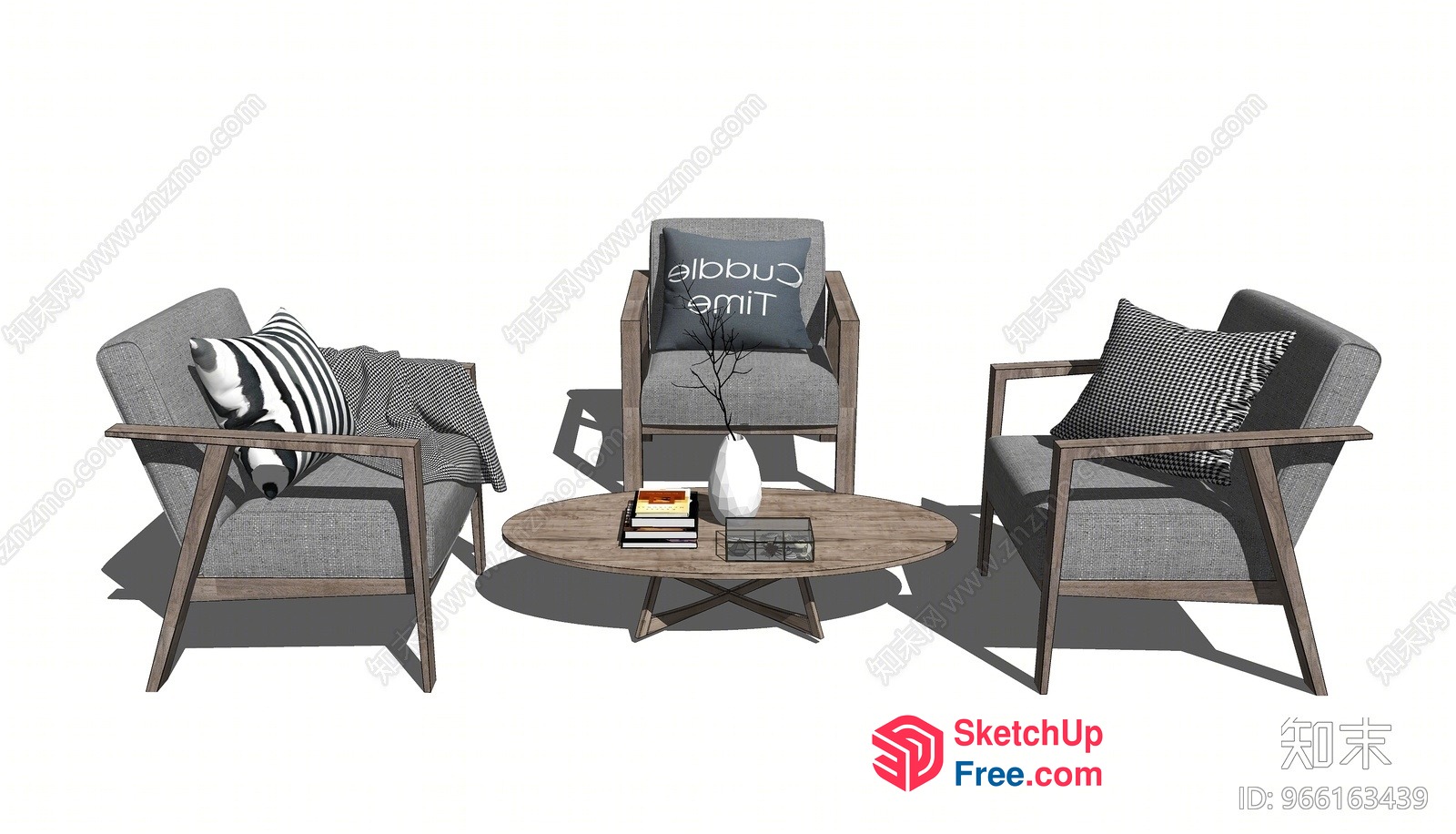Minimalist Nordic Style Living Room Furniture Set 3D SketchUp File