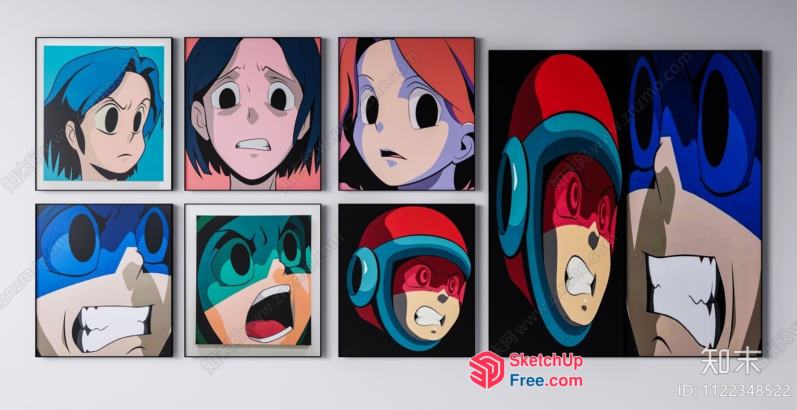 Vibrant Anime Portraits Gallery 3D SketchUp File