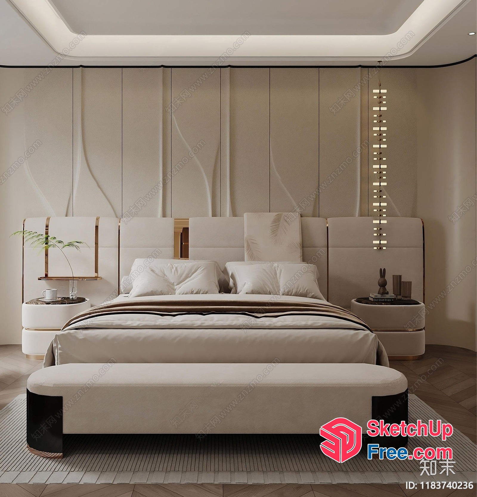 Modern Minimalist Japanese Style Bedroom 3D SketchUp File