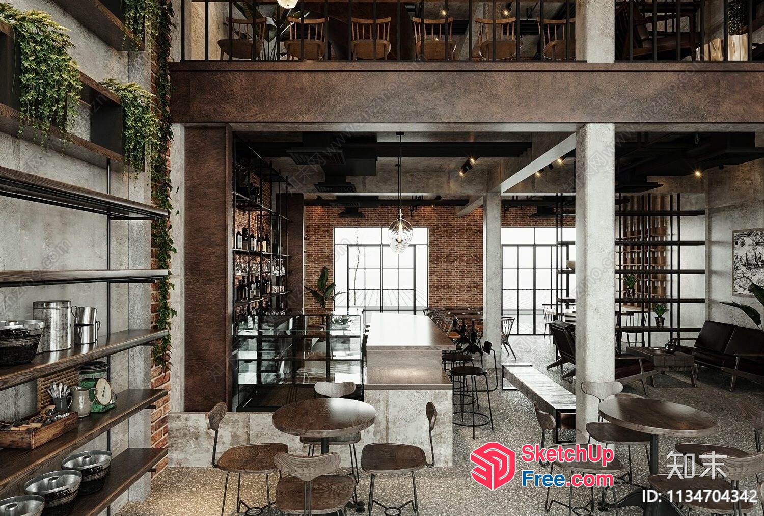 Industrial Style Restaurant Interior 3D SketchUp File