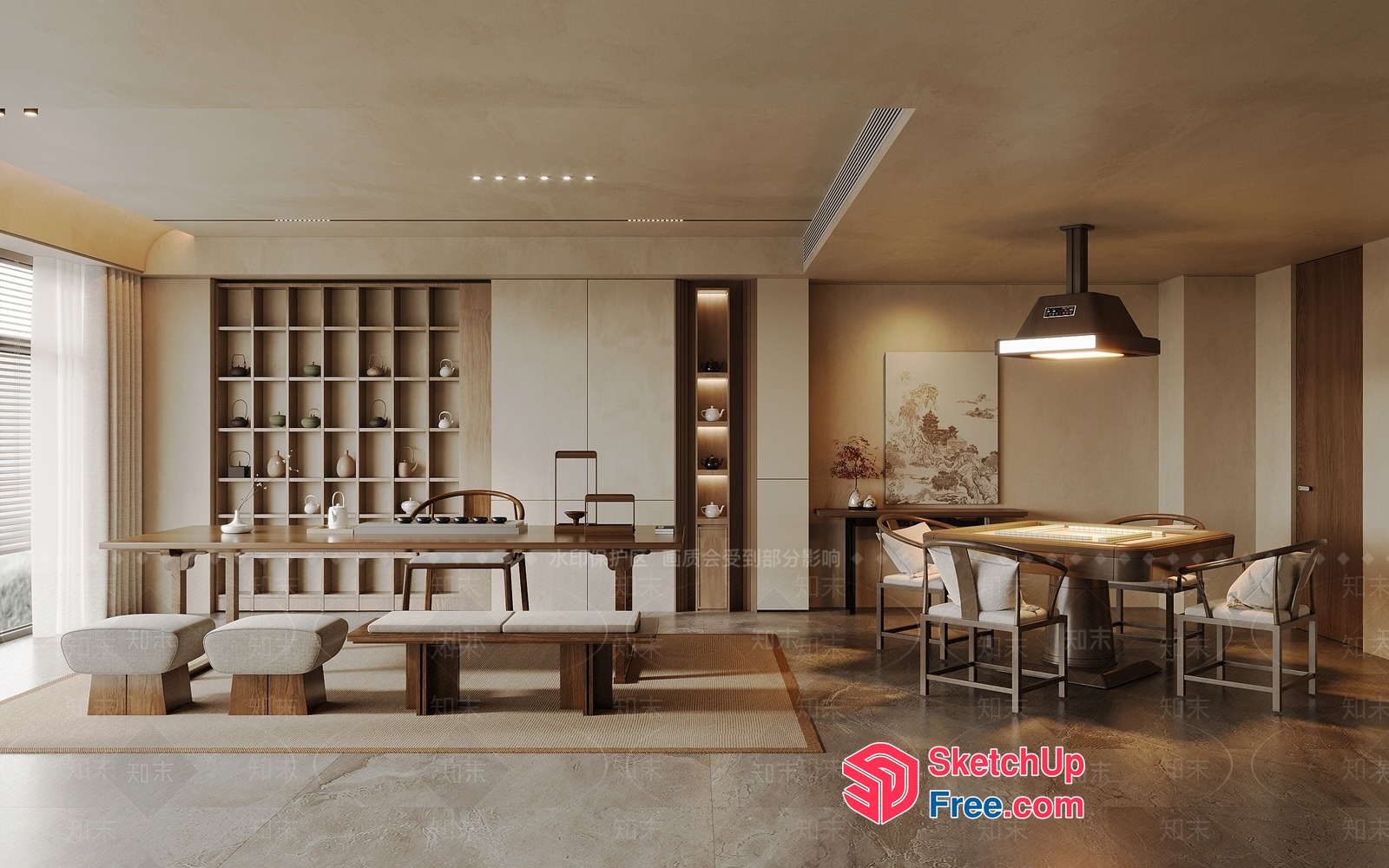 Elegant And Modern Japanese-Inspired Interior Design 3D SketchUp File