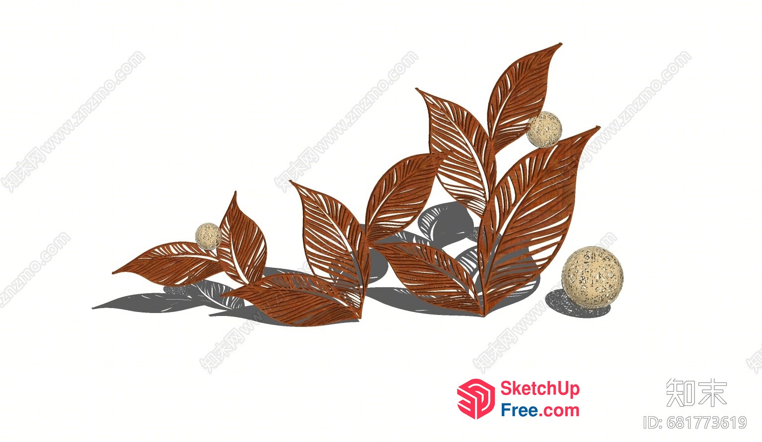 Decorative Leaves With Ornate Balls 3D SketchUp File