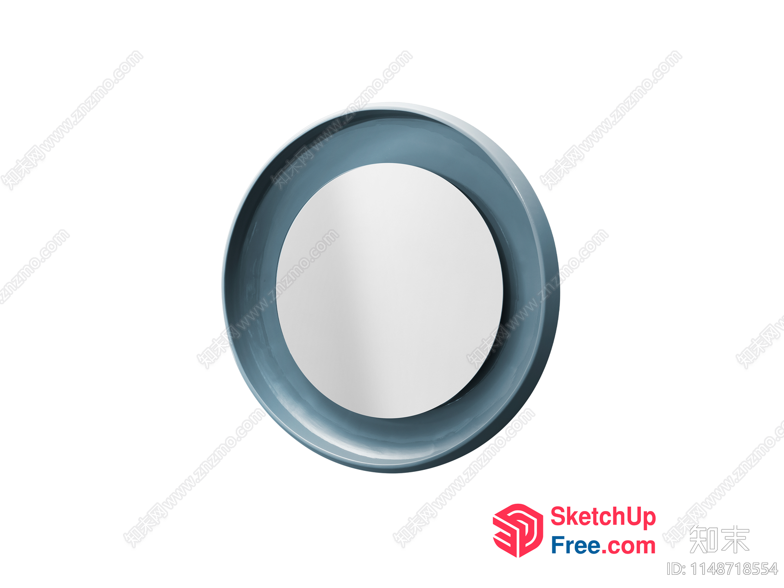 Circular Mirror With Blue Frame 3D SketchUp File