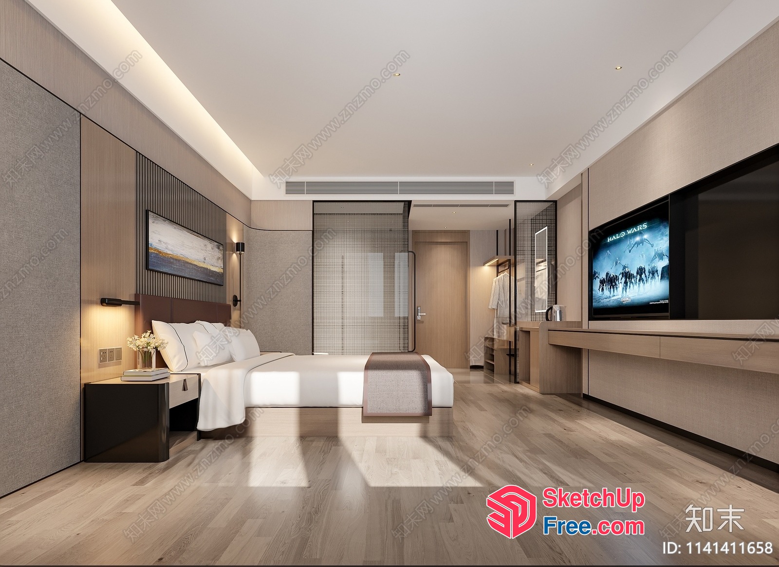 Modern Minimalist Bedroom Interior 3D SketchUp File