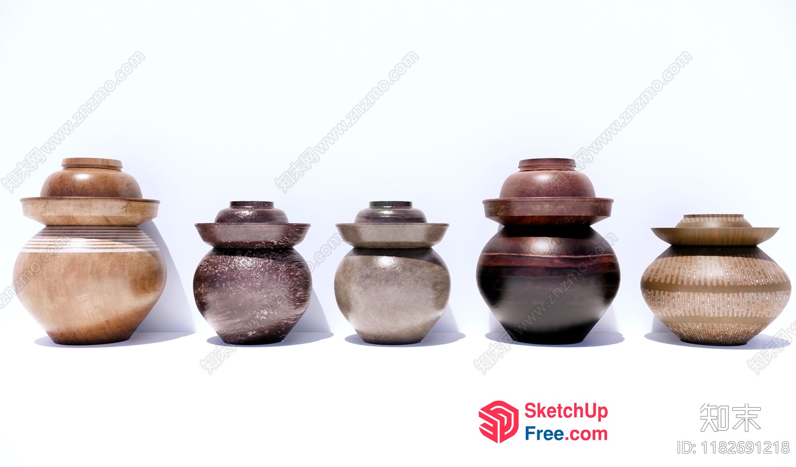 Traditional Japanese Vases In Various Sizes 3D SketchUp File