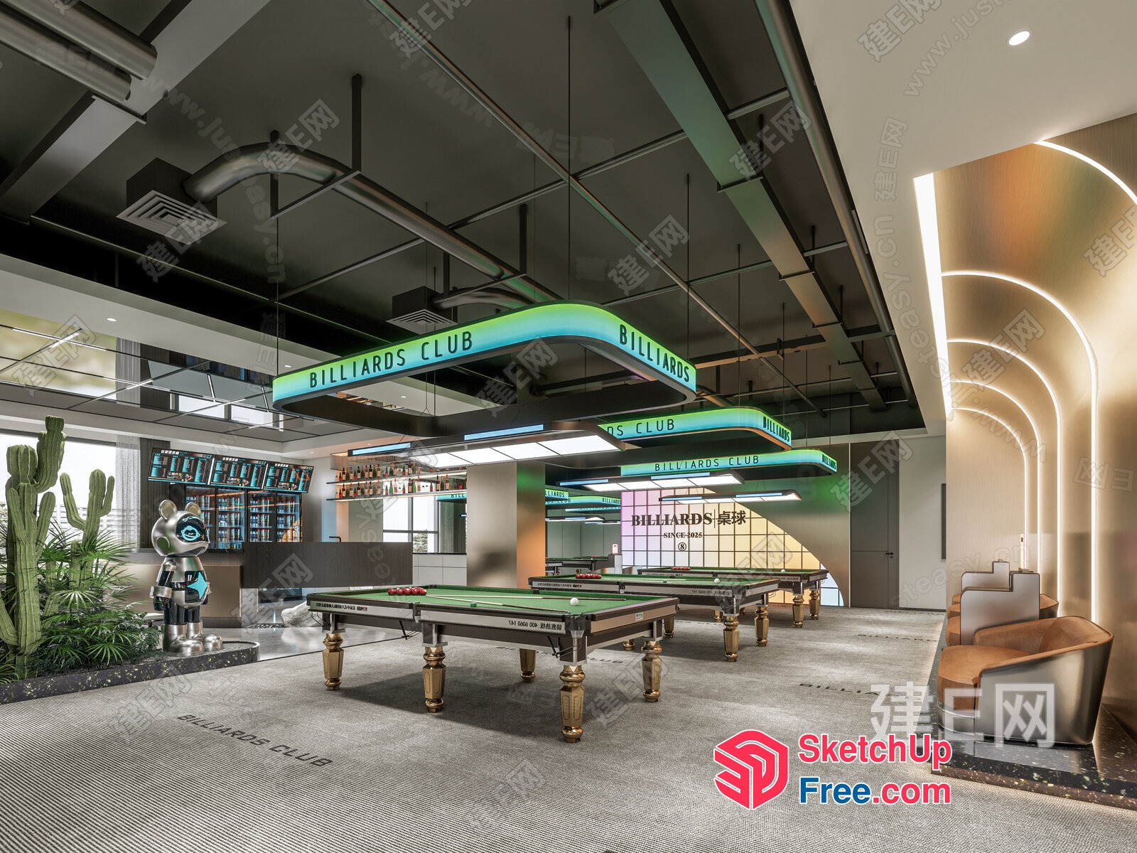 Billiards Club Interior 3D SketchUp File