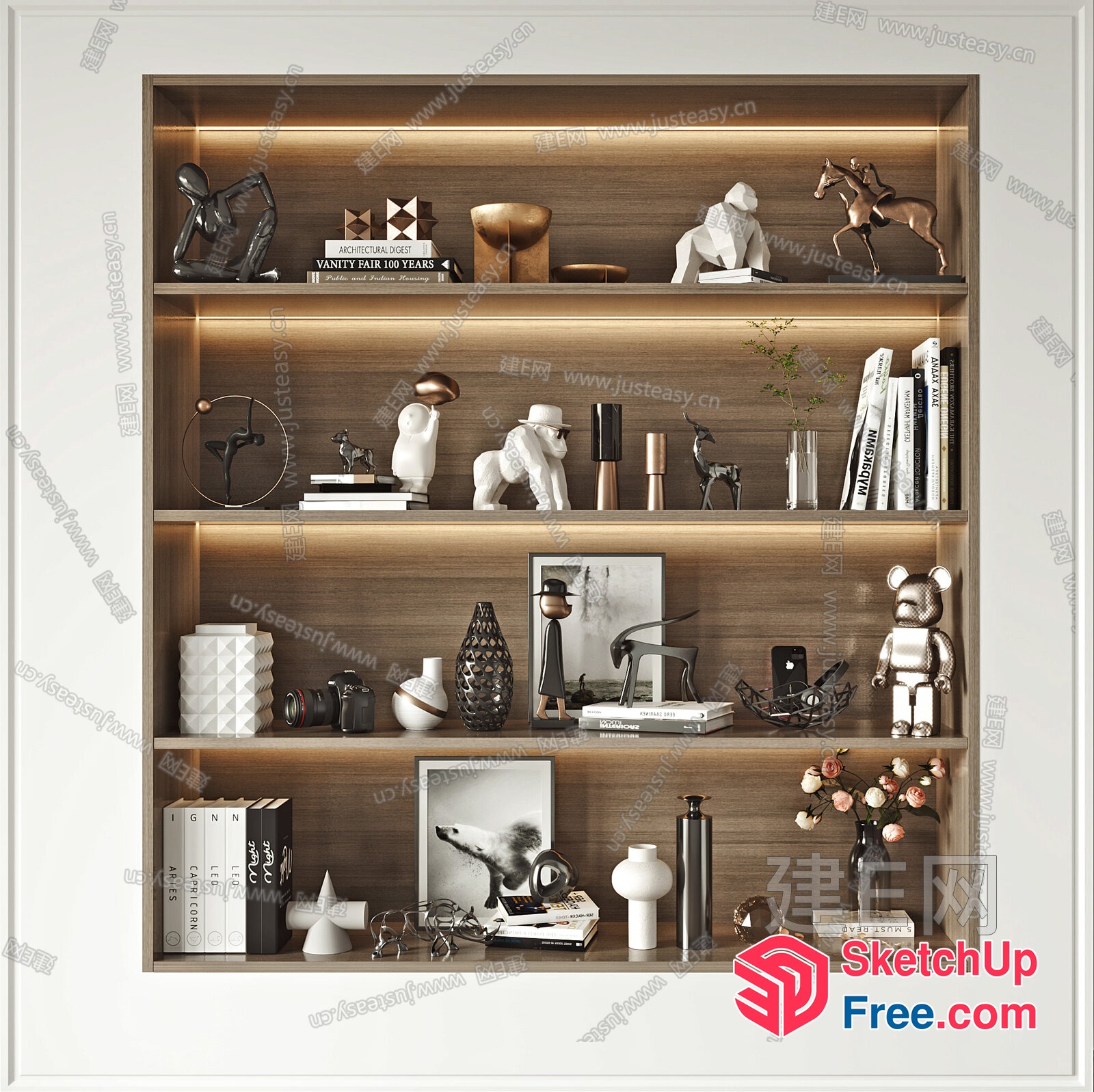 Modern Decorative Shelf With Various Objects 3D SketchUp File