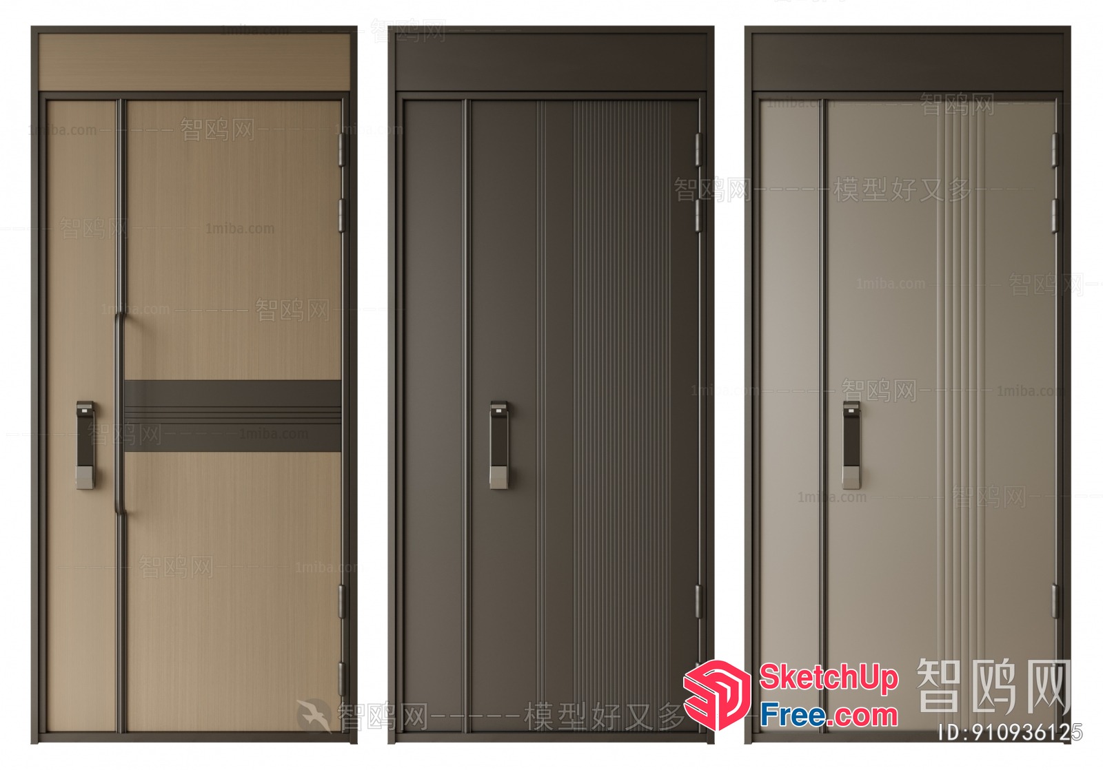 Modern Doors With Sleek Handles And Frames 3D SketchUp File